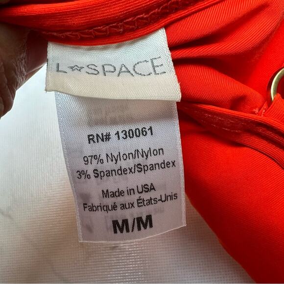 L Space Gemma Ribbed String Bikini Top Orange Medium - Picture 6 of 10
